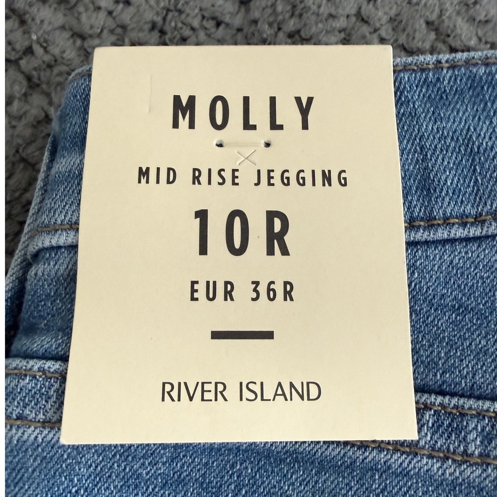 NWT River Island Molly Mid Rise Jeggings Blue Denim Skinny Fit Women's Size 10R - Picture 8 of 9